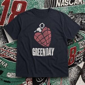Green Day Heart Grenade Graphic Tee Black Unisex